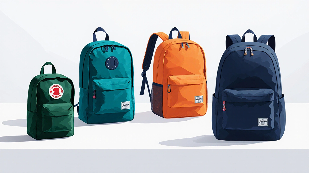 Four trending kids backpacks displayed side by side on a clean surface.