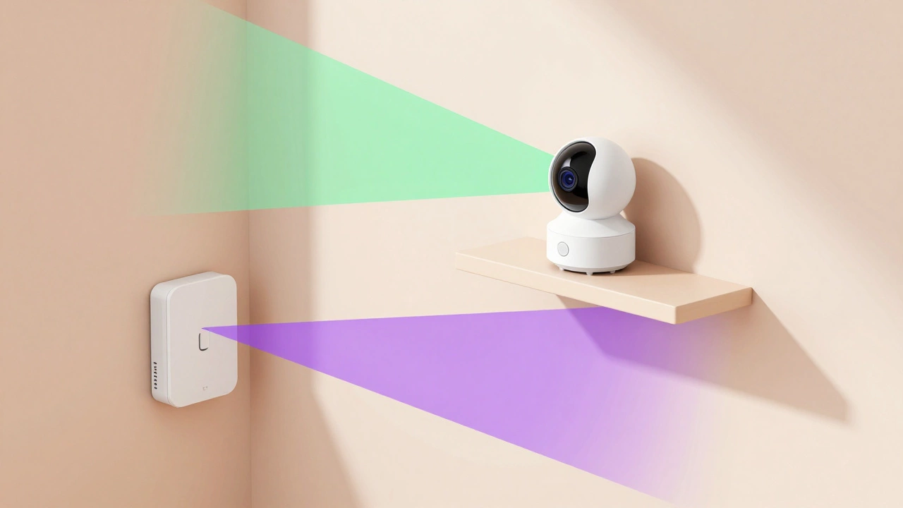 Abstract 3D visualization of separated wireless signals in a room.