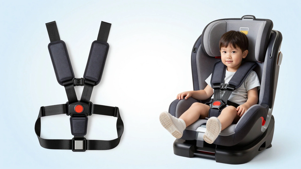 Comparison between a 5-point harness system and a high-back booster seat