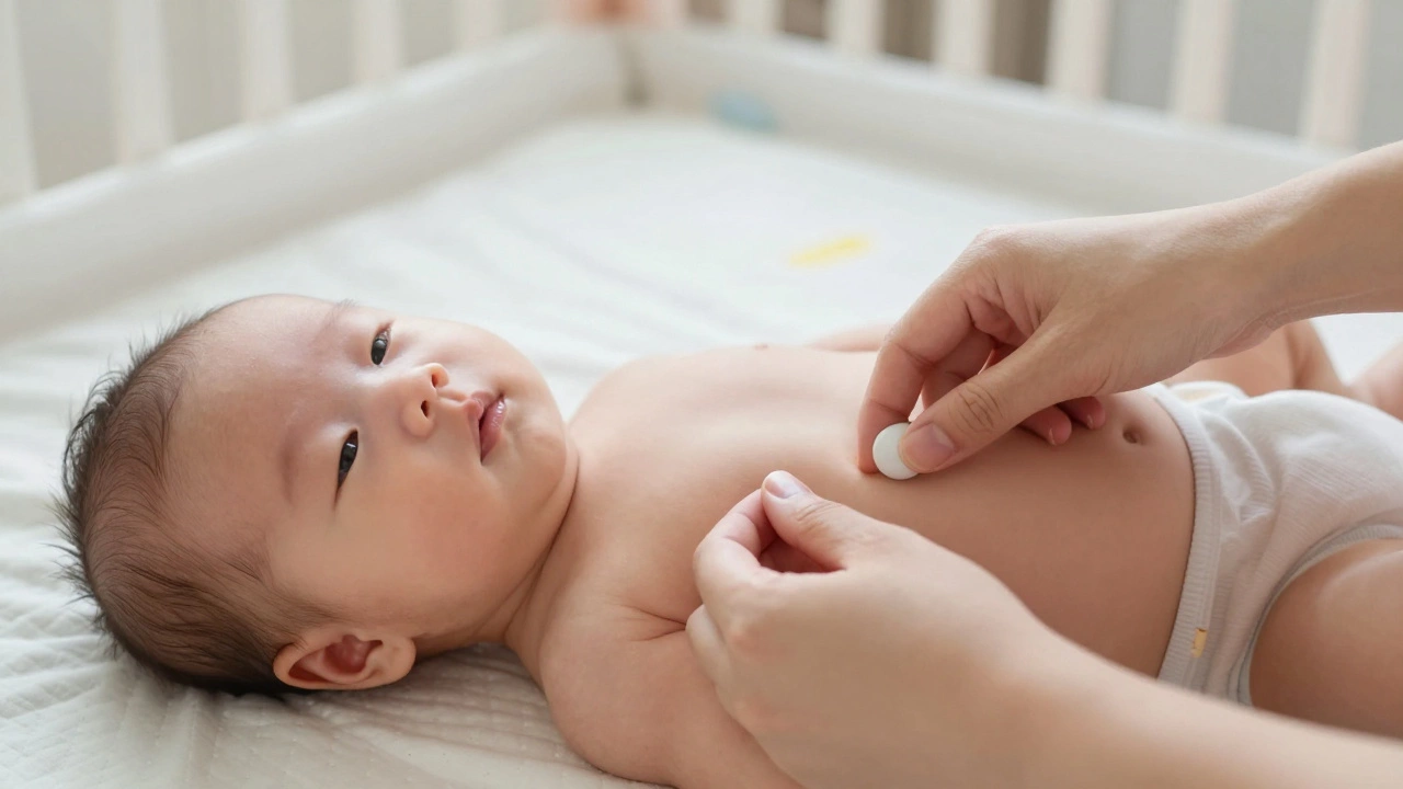 Parent checking newborn's neck temperature in a safe, clutter-free crib
