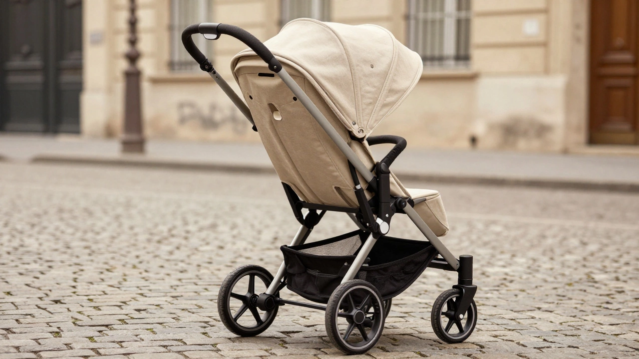 Bugaboo Fox 3 stroller on cobblestones highlighting suspension