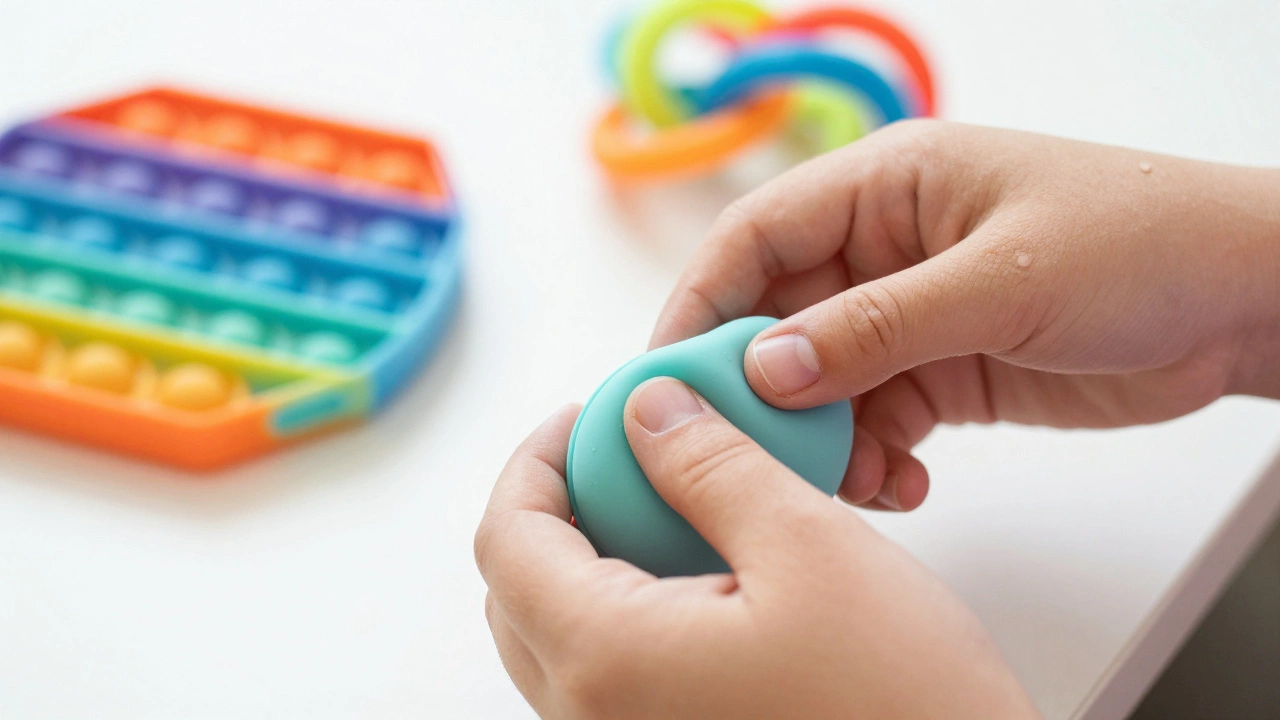 Child's hands kneading therapeutic silicone putty for sensory relief