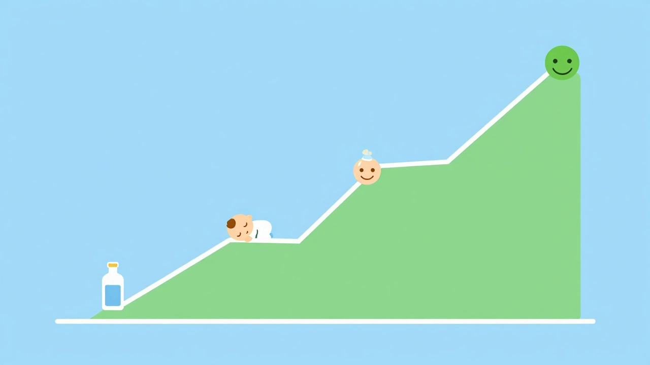 Illustration of a steady baby growth curve
