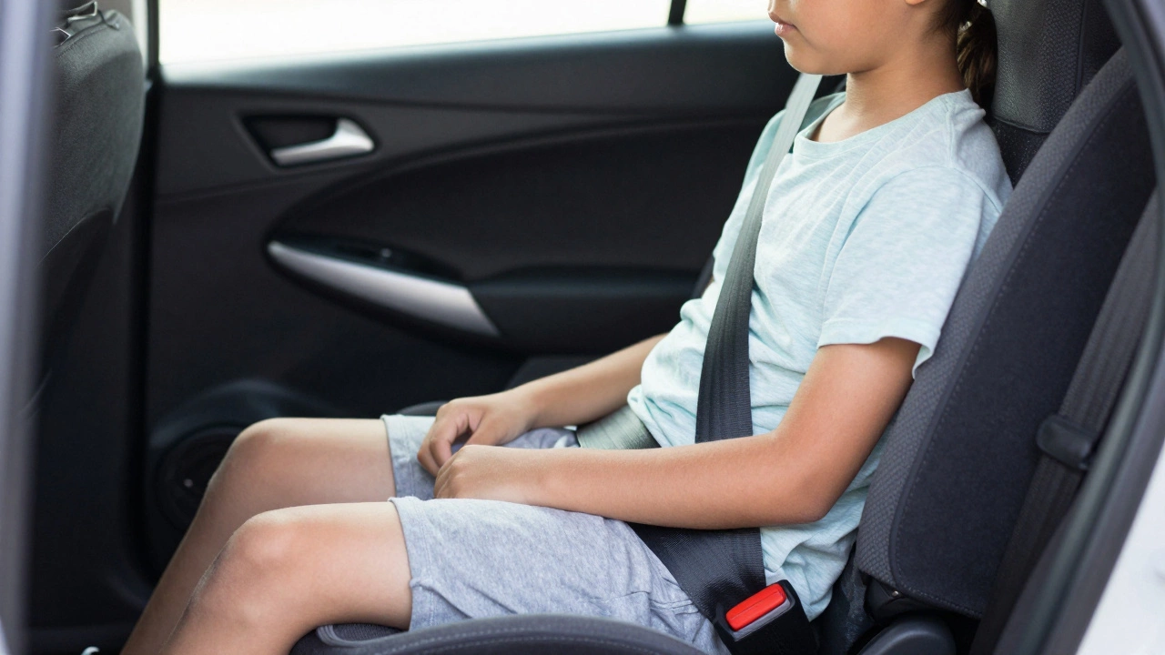 Pre-teen demonstrating proper seat belt fit