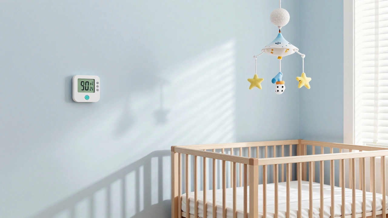 Thermometer and hygrometer in a hazard-free baby room