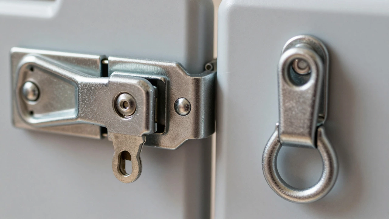 Comparison of complex child gate latch and simple pet gate hook