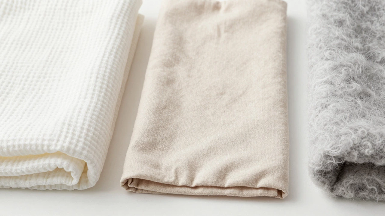 Comparison of lightweight muslin, wearable sleep sack, and wool textures