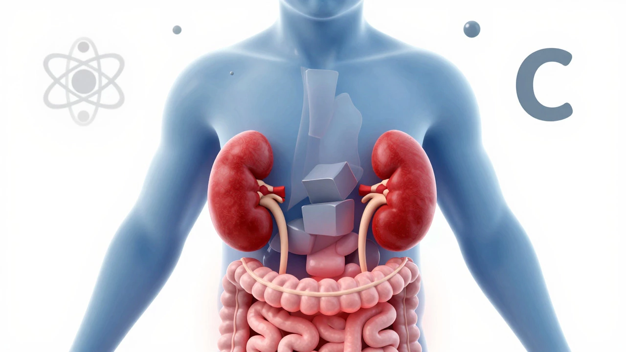 Illustration of infant kidneys stressed by high protein load
