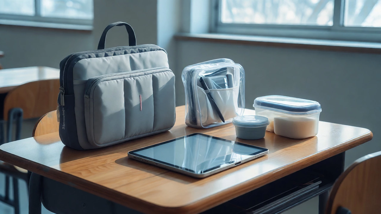 Modern school essentials: laptop sleeve and clear pouch